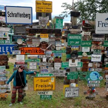 Sign Post Forest of Watson Lake with Freising - Alfred's school town!